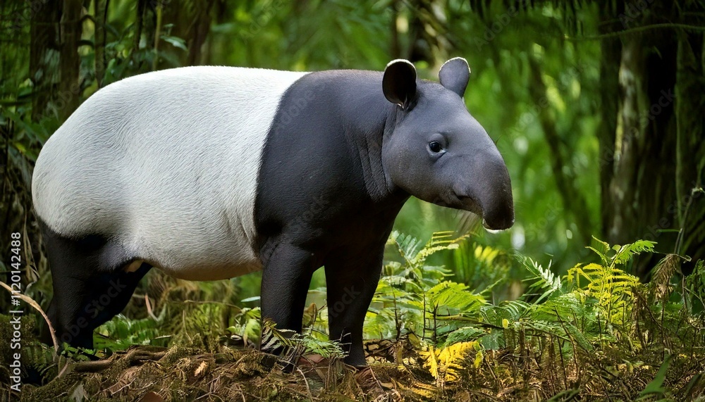 Fototapeta premium a Malayan Tapir standing in the wild