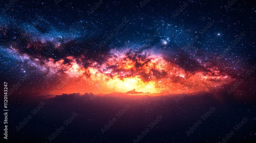 Fototapeta premium sky, space, star, cloud, sunset, night, clouds, nebula, galaxy, abstract, light, blue, sun, dark, universe, nature, astronomy, weather, cosmos, bright, stars, glowing, dusk, black, sunrise