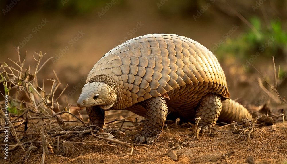 Fototapeta premium an Indian Pangolin standing in the wild.jp