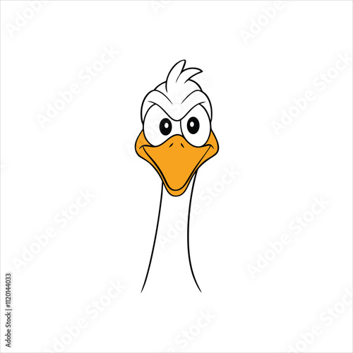 Grumpy Goose Head Cartoon Vector Illustration for Logos and Icons