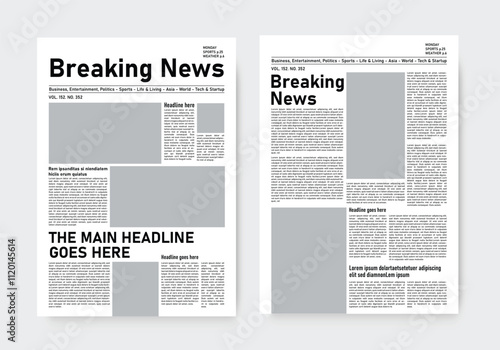 newspaper design template with breaking news