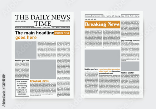 newspaper template old style. the daily newspaper vintage design template