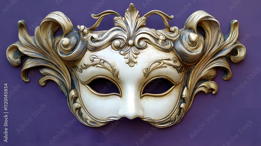 Venetian mask on a purple background. Venice masquerade for carnical and festivals Venetian mask on a purple background. Venice masquerade for carnical and festivals