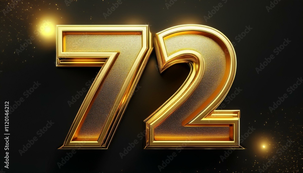 72 golden 3d render symbol, copy space. Generated image 72 golden 3d render symbol, copy space. Generated image