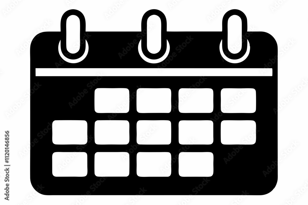 Calendar icon vector silhouette black design white background Calendar icon vector silhouette black design white background