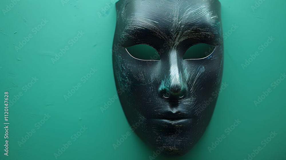 Venetian mask on a green background. Venice masquerade for carnical and festivals Venetian mask on a green background. Venice masquerade for carnical and festivals