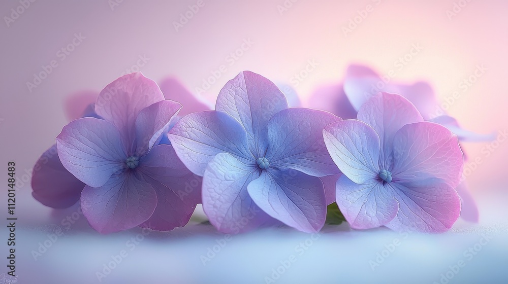 Obraz premium Delicate hydrangea blooms nature scene floral photography soft lighting close-up view beauty and tranquility
