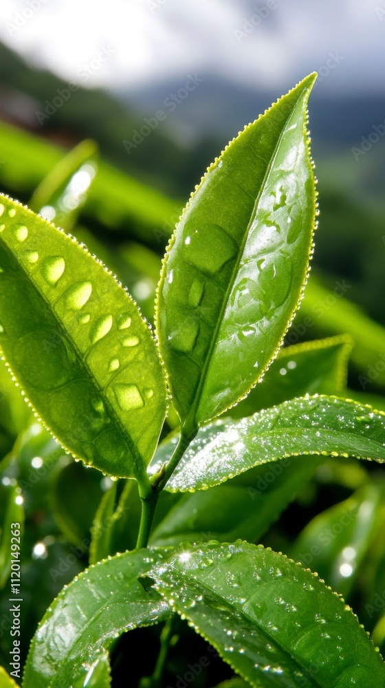 Close-up of Fresh Green Tea Leaves Close-up of Fresh Green Tea Leaves