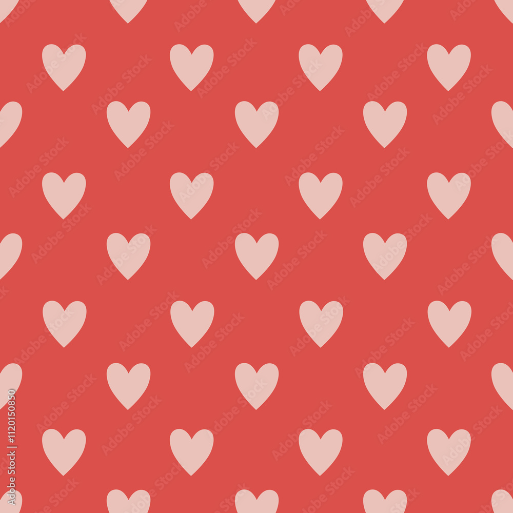 Simple heart seamless pattern. Valentine's day with colorful hearts. Endless ornament with beautiful hearts for Valentine's Day. Red and pink. Suitable for gift wrap or greeting card. Simple heart seamless pattern. Valentine's day with colorful hearts. Endless ornament with beautiful hearts for Valentine's Day. Red and pink. Suitable for gift wrap or greeting card.