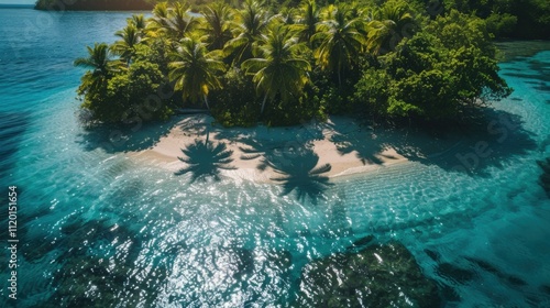 Fototapeta Naklejka Na Ścianę i Meble -  Tranquil Maldives Island with Palm Trees and Clear Water