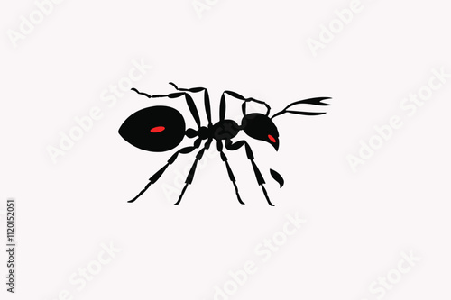 ant silhouette vector with a white background -red