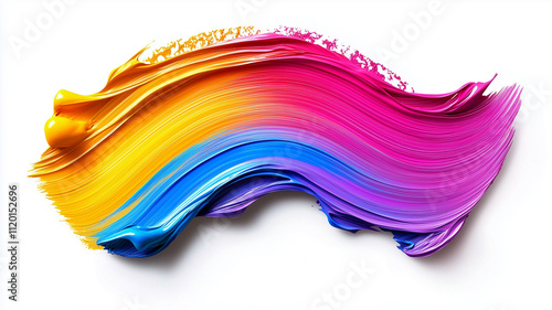 one single colorful gradient abstract smear smudge brush stroke isolated on white background
