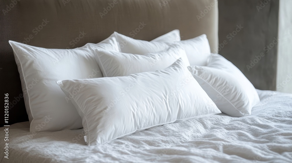 Cozy Bed Arrangement with Soft Pillows Cozy Bed Arrangement with Soft Pillows