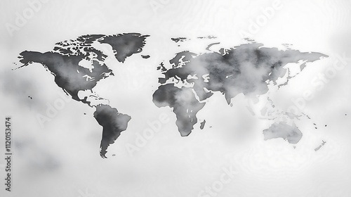 Wallpaper Mural World map obscured by smoke or clouds, symbolizing pollution or global issues. Torontodigital.ca