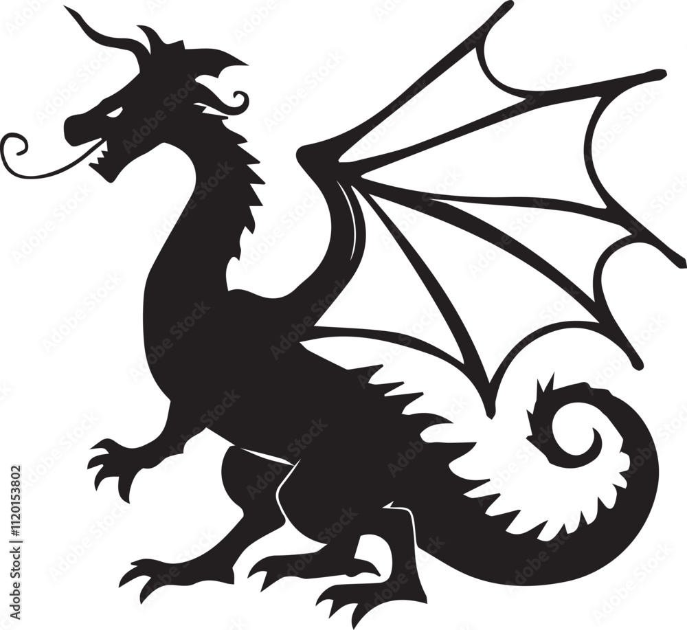 Fototapeta premium Dragon, MythicalCreature,FantasyArt,DragonArt ,LegendaryBeast,FireBreathingDragon ,WingedSerpent ,DragonVector ,EpicDragon ,DragonSilhouette ,FierceDragon ,MysticalDragon ,DragonDesign ,FantasyBeast
