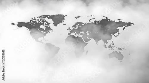 Wallpaper Mural World map subtly imprinted on a cloudy sky background. Torontodigital.ca