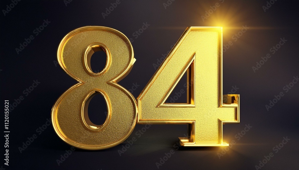 84 golden 3d render symbol, copy space. Generated image 84 golden 3d render symbol, copy space. Generated image