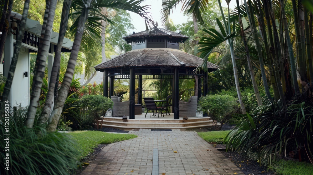 elegant gazebo with black bamboo elegant gazebo with black bamboo