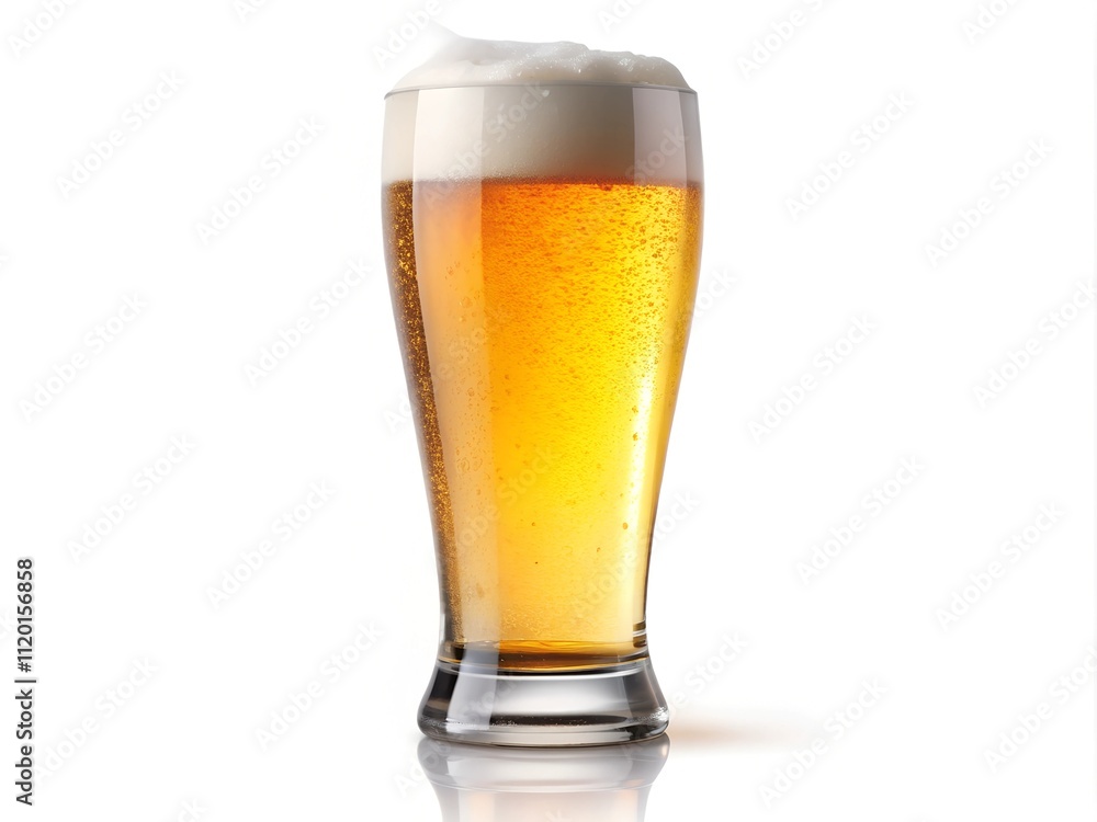 A tall, clear glass holds a golden craft beer topped with a thick layer of froth, reflecting sunlight. This inviting drink showcases the vibrant atmosphere of a local brewery A tall, clear glass holds a golden craft beer topped with a thick layer of froth, reflecting sunlight. This inviting drink showcases the vibrant atmosphere of a local brewery