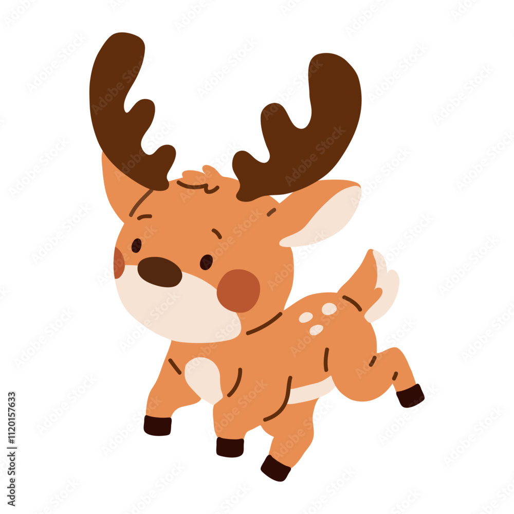 Vector illustration of cute cartoon deer character for children and scrap book