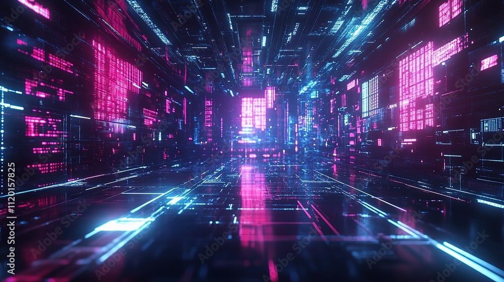 Abstract Neon Technology Wave in 3D Futuristic Background Art Abstract Neon Technology Wave in 3D Futuristic Background Art
