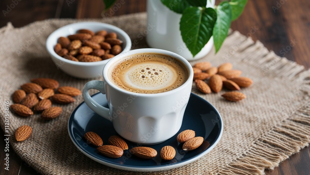 A steaming mug of dark roasted coffee beans, a perfect morning pick-me-up-Generated AI A steaming mug of dark roasted coffee beans, a perfect morning pick-me-up-Generated AI