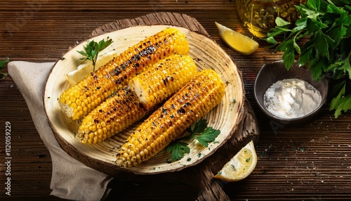Rustic Delight: Freshly Grilled Corn with Herbs and Butter