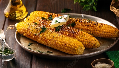 Rustic Delight: Freshly Grilled Corn with Herbs and Butter