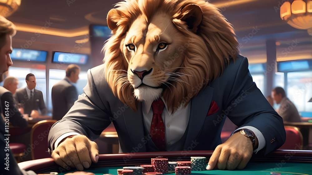 wild animal dressed in an opulent suit playing poker wild animal dressed in an opulent suit playing poker