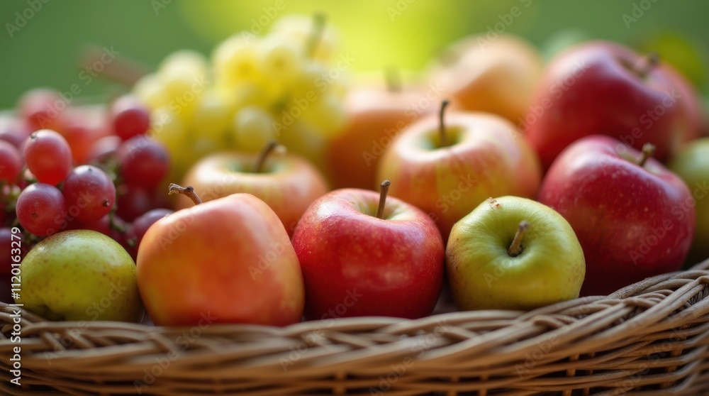 Freshly Picked Fruit Basket with Apples, Pears, and Grapes Freshly Picked Fruit Basket with Apples, Pears, and Grapes