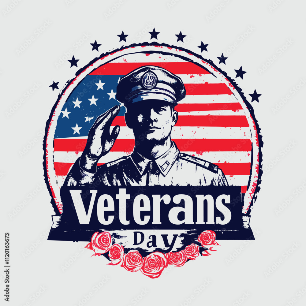 Naklejka premium Flat design soldier silhouette Veterans Vector