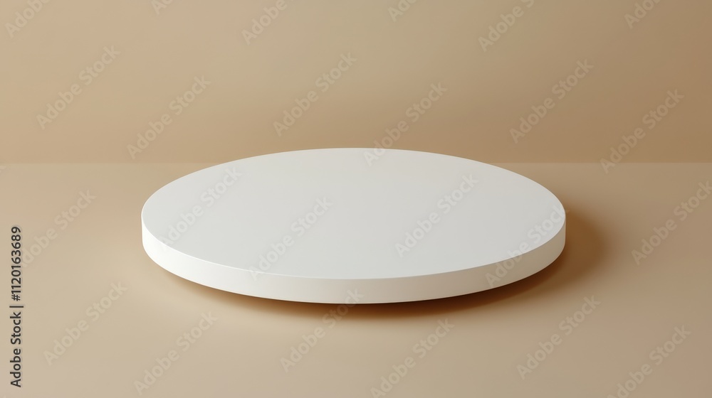 White Circular Platform on Beige Background White Circular Platform on Beige Background