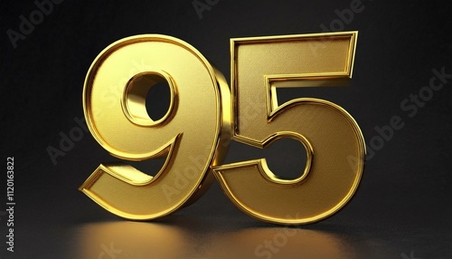 95 golden 3d render symbol, copy space. Generated image 