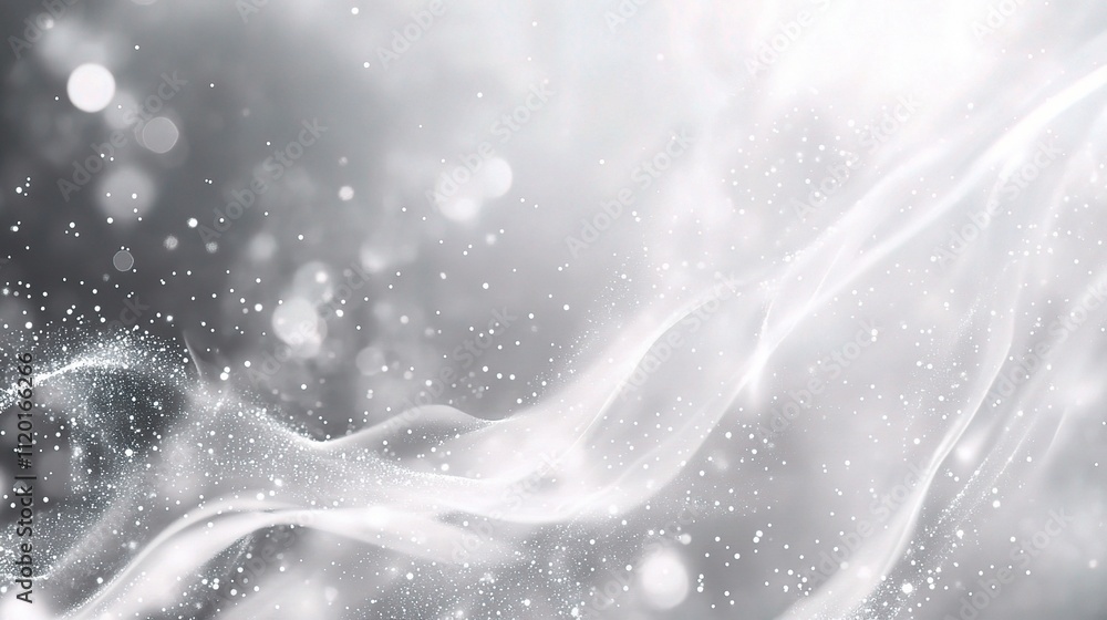 Flowing Grey and White Particles in Ethereal Background Flowing Grey and White Particles in Ethereal Background