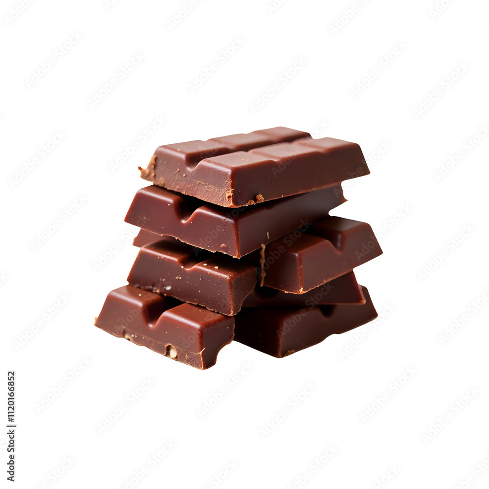 Stack of milk chocolate against a transparent background Stack of milk chocolate against a transparent background