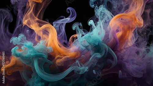 Ethereal Abstract Smoke and Light Wallpaper in Violet and Turquoise