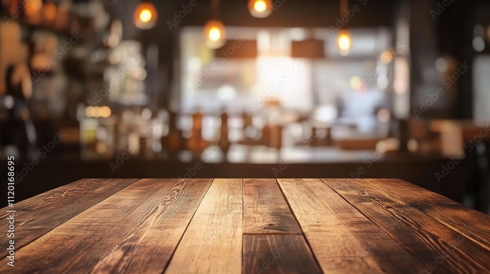 Beautiful Wooden Table with Soft Background in a Cozy Kitchen Beautiful Wooden Table with Soft Background in a Cozy Kitchen