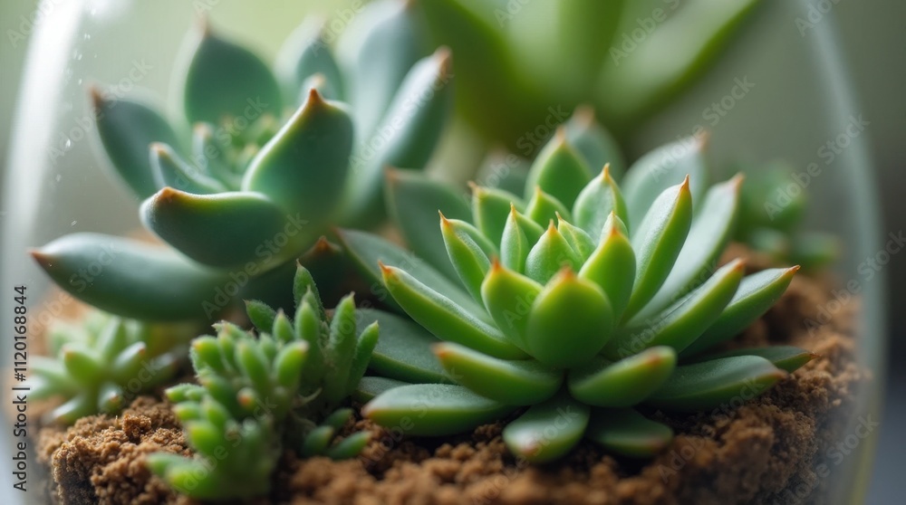 Succulent Terrarium Arrangement in Soft Light Succulent Terrarium Arrangement in Soft Light