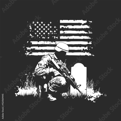 Flat design soldier silhouette Veterans Vector