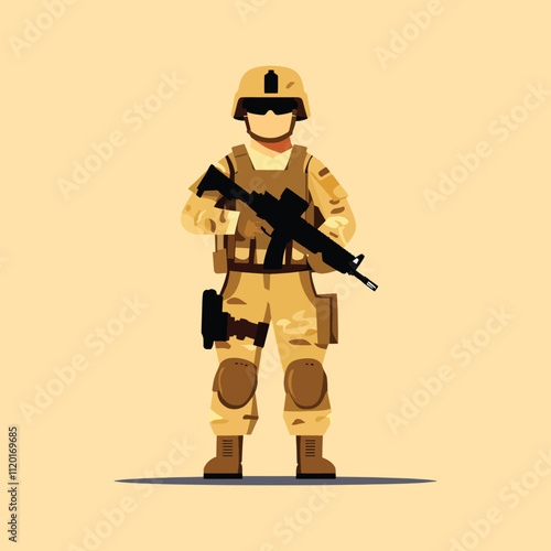 Flat design soldier silhouette Veterans Vector