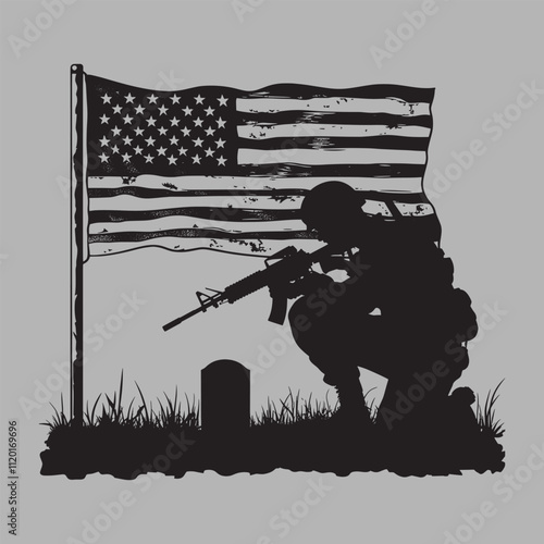 Flat design soldier silhouette Veterans Vector