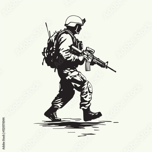 Flat design soldier silhouette Veterans Vector
