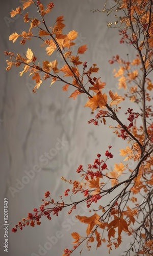 Wallpaper Mural Fall leaves and branches intertwined with dried flowers in a beautiful and delicate arrangement , halloween, delicate arrangement Torontodigital.ca