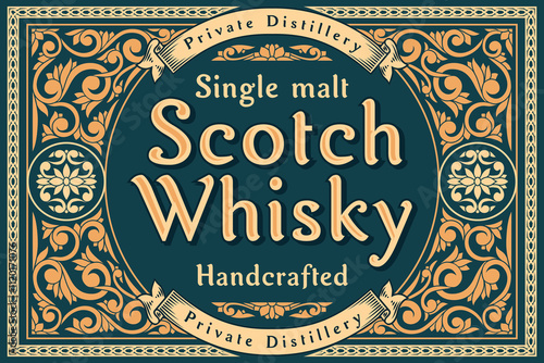 Scotch whisky - ornate vintage decorative label