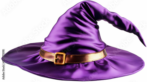 Purple Wizard Hat with Gold Band Isolated on White Background photo