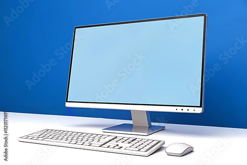 computer monitor with mouse and keyboard