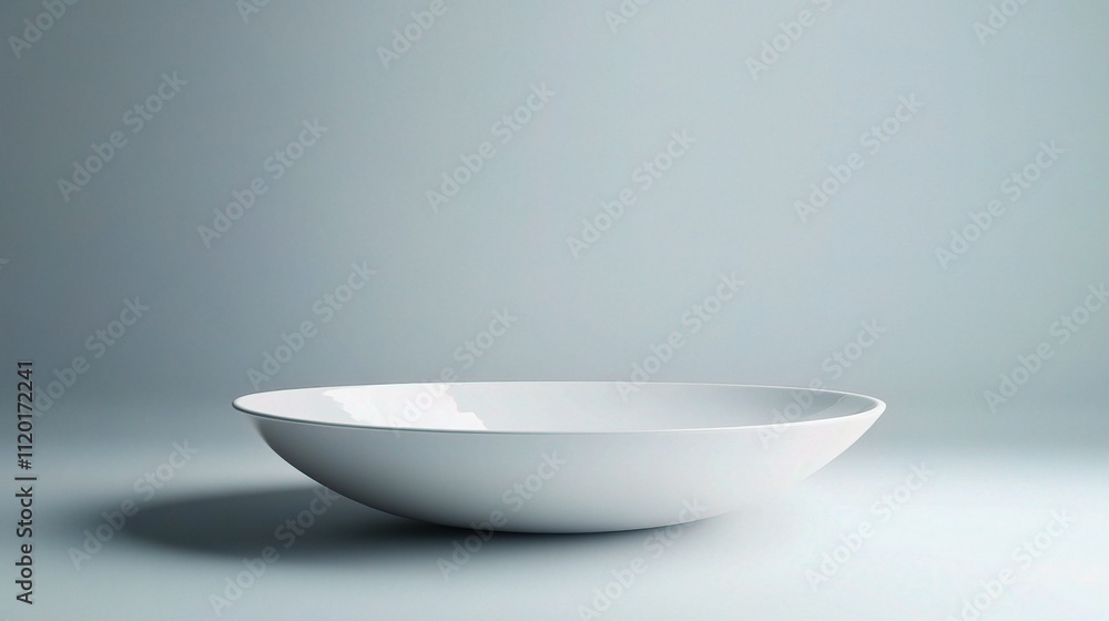 Minimalist White Concave Bowl on Soft Background Surface Minimalist White Concave Bowl on Soft Background Surface