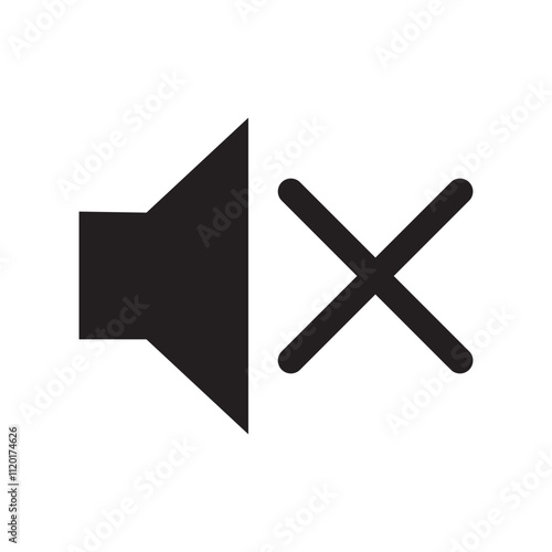 Mute or silent icon isolated. Sound off sign. No sound symbol pictogram. Silent mode icon. Mute sign.