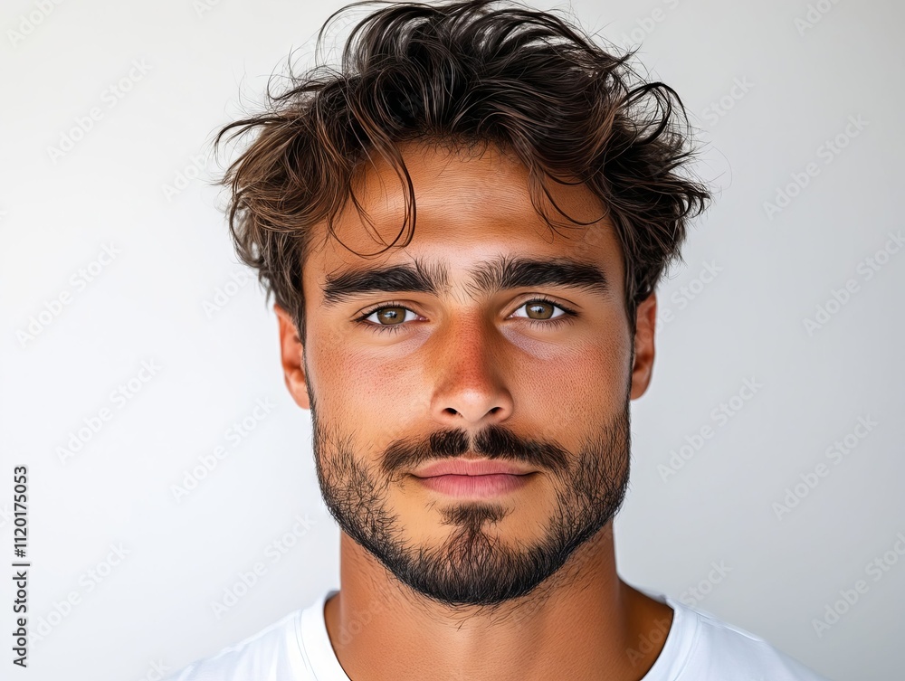 Obraz premium A man with a beard and a white t-shirt