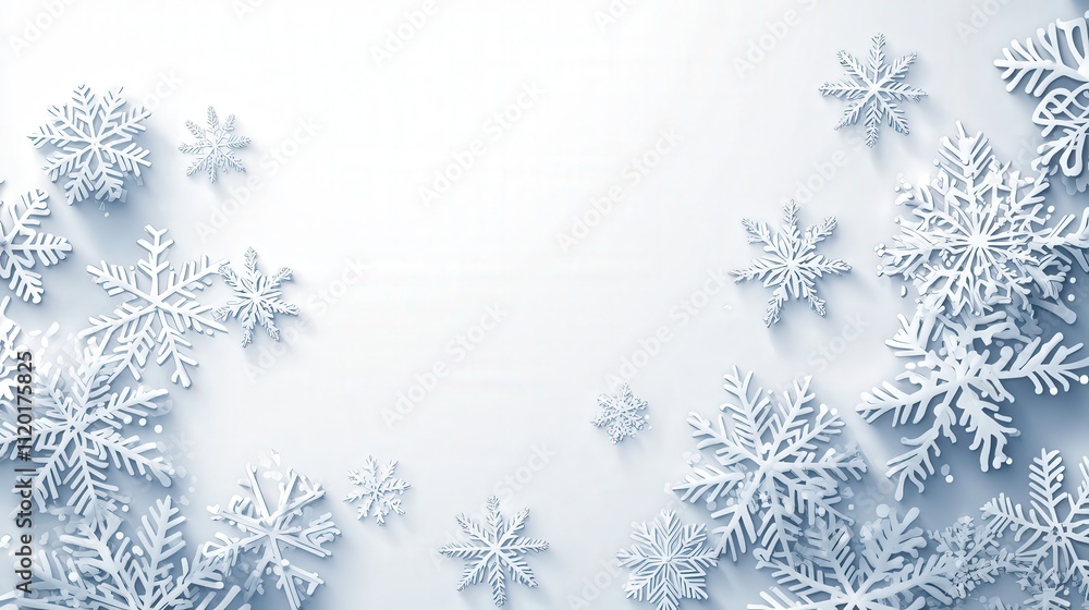 A Merry Christmas vector illustration featuring a beautiful arrangement of snowflakes on a crisp white background. A Merry Christmas vector illustration featuring a beautiful arrangement of snowflakes on a crisp white background.